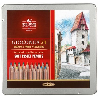 Koh-i-Noor křídy prašné umělecké v tužce GIOCONDA souprava 24ks v plechové krabičce – Zboží Dáma
