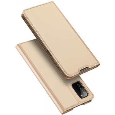 Pouzdro DUX elegantní PU kožené pro mobil Samsung Galaxy A03s 166.6 x 75.9 x 9.1mm - zlaté – Zboží Mobilmania