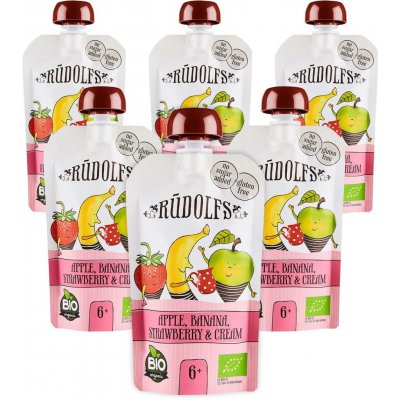 Rudolfs BIO kapsička jablko banán jahoda se smetanou 6 x 110 g – Hledejceny.cz