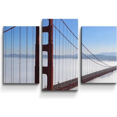 Sablio Obraz - 3-dílný Golden Gate v mlze - 75x50 cm – Hledejceny.cz