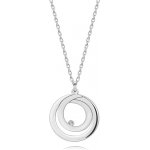 Šperky eshop Stříbrný náhrdelník obrys kruhu se smyčkou uvnitř, čirý briliant T12.10