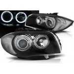 PŘEDNÍ SVĚTLOMETY, LAMPY BMW 1 E87, E81, 2004-2007, ANGEL EYES, ČERNÉ
