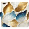 Pouzdro a kryt na mobilní telefon Apple Pouzdro iSaprio Flip s kapsičkami na karty - GoldBlue Leaves Apple iPhone 7 Plus / 8 Plus