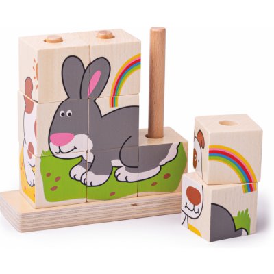 Bigjigs Toys nasazovací kostky zvířátka – Zboží Dáma