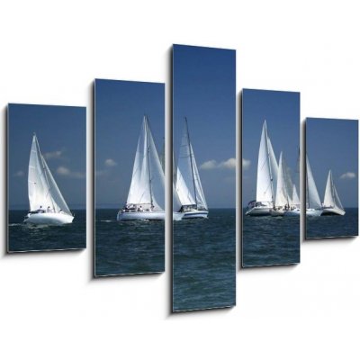 Obraz 5D pětidílný - 150 x 100 cm - start of a sailing regatta začátek plachetní regaty – Zboží Mobilmania