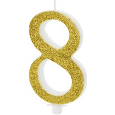 PartyDeco SVÍČKA č.8 zlatá 10cm – Zbozi.Blesk.cz