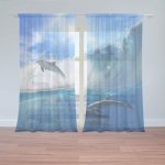 Sablio Záclony Delfíni ve vlnách: 2ks 150x250cm – Hledejceny.cz