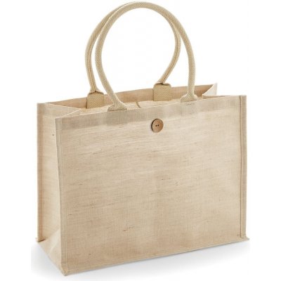Klasická nákupní taška jutová s pevnými držadly laminovaná knoflík poutko – Zboží Mobilmania