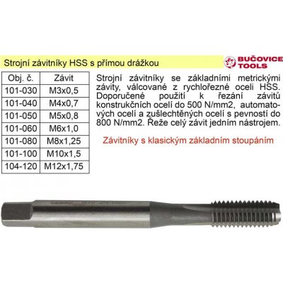 Strojní závitník M16x2,0 HSS přímá drážka klasický závit – Hledejceny.cz