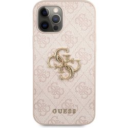 Pouzdro Guess PU 4G Metal Logo iPhone 12/12 Pro růžové