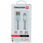 Swissten 71521103 USB 2.0 typ A na C, USB 2.0, zástrčka A - zástrčka C, opletený, 0,2m, stříbrný – Zboží Živě