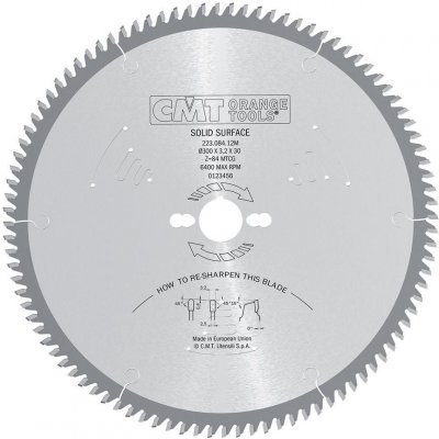 CMT Pilový kotouč pro Corian a silnostěnné plasty D300x3,2 d30 Z84 HM C22308412M – Sleviste.cz