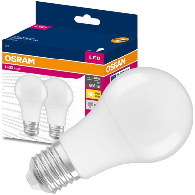 Osram 2x LED žárovka E27 A60 8,5W = 60W 806lm 2700K Teplá bílá – Hledejceny.cz