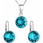 Evolution Group sada s krystaly Swarovski náušnice řetízek a přívěsek modré kulaté 39140.3 blue zircon – Zboží Dáma