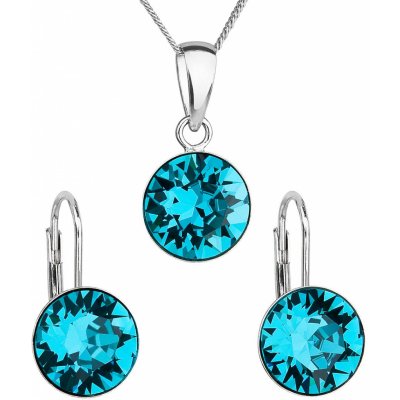 Evolution Group sada s krystaly Swarovski náušnice řetízek a přívěsek modré kulaté 39140.3 blue zircon – Hledejceny.cz