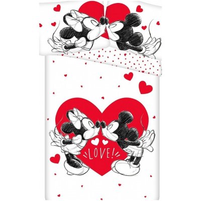 Jerry Fabrics Povlečení Mickey a Minnie Love and heart Bavlna 140x200 70x90 – Zboží Mobilmania