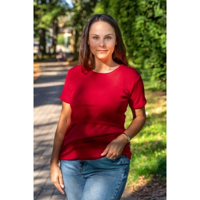 Funkční kojicí tričko Jsem máma Merino s hedvábím červené Rustic – Zboží Dáma