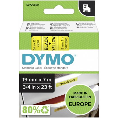 Dymo Dymo S0720880 - páska do tiskárny štítků D1, 19 mm x 7 m, černá na žluté – Hledejceny.cz
