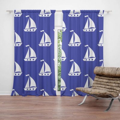 Sablio Závěs Bílé lodě: 2ks 140x250cm – Hledejceny.cz
