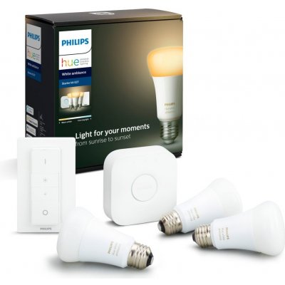 Philips HUE Sada LED žárovek, 9,5 W, 806 lm, teplá studená bílá, E27, 3 ks PHLEDHKITA609/AMB – Zboží Mobilmania