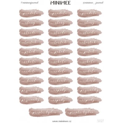 Samolepky MINIMEE - Watercolor dny v týdnu (hnědá) – Zboží Živě