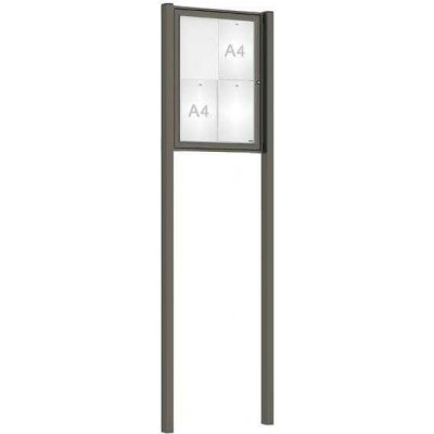 PROCITY Venkovní elegantní vitrína Tradition, 4 x A4, včetně sloupků, šedá PRO | Zboží Auto