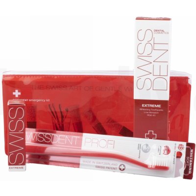 Swissdent Emergency Red 501 ml Extreme Whitening Toothpaste + 9 ml Extreme Mouth Spray + Soft Toothbrush + Cosmetic Bag dárková sada – Zboží Mobilmania