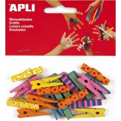 APLI Kolíčky dřevěné barevné velké/20 ks