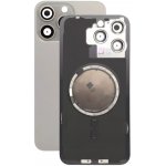 Kryt Apple iPhone 15 Pro Max Sklo Zadního Housingu + Sklíčko Kamery + Kovová Destička + Magsafe Magnet Natural Titanium – Zboží Živě