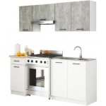 DobreSny Kuchyňská sestava Olivia 1,8 m Bílá / Beton / Dub Sonoma – Zboží Dáma
