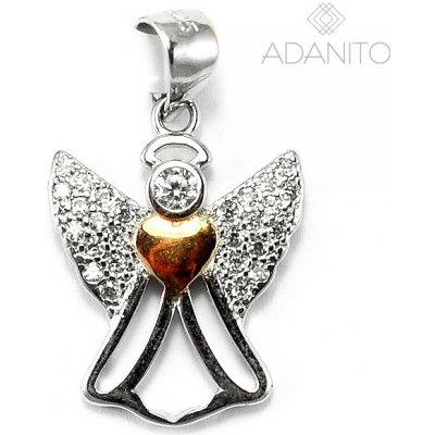 Adanito EFP0001329 Stříbrný přívěsek anděl s rose gold srdíčkem a zirkony – Zboží Mobilmania