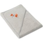 Veba LOTA osuška s kapucí světlá šedá s výšivkou Lištička šedá lemovka 75x75 cm – Hledejceny.cz