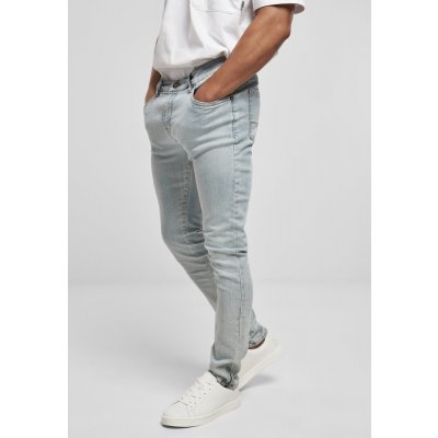 Urban Classics Slim Fit Zip Jeans světle modré