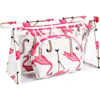 Kufryplus sada kosmetických tašek TB14444 bílá s plameňáky 3 ks – Sleviste.cz