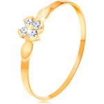 Šperky Eshop Prsten ve žlutém zlatě květ ze čtyř čirých zirkonů lesklé lístky S3GG157.78 – Zboží Mobilmania