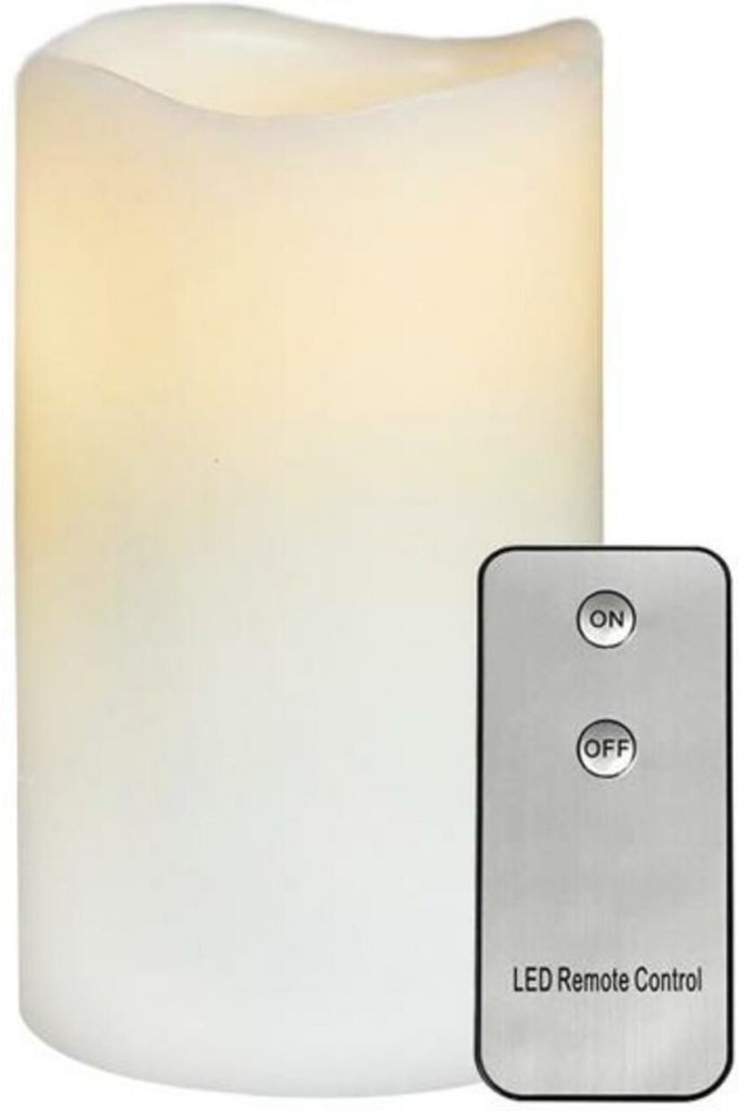 ACA Lighting bílá svíčka 1 LED na baterie 2xAA + dálkové ovládání teplá bílá IP20 pr.7.5x15cm F0711516