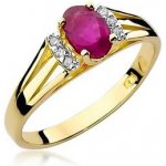 NUBIS® Zlatý prsten s diamanty a rubínem - W-005GR – Zboží Mobilmania