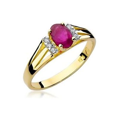 Nubis zlatý prsten s diamanty a rubínem W 005GR – Zboží Mobilmania