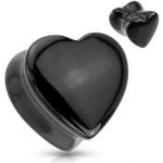 Šperky4U plug do ucha srdce černý onyx PL01151-06 – Hledejceny.cz