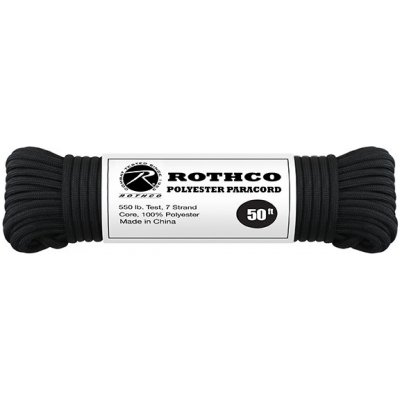 ROTHCO Šňůra PARACORD polyester 550LB 15 m 4mm ČERNÁ