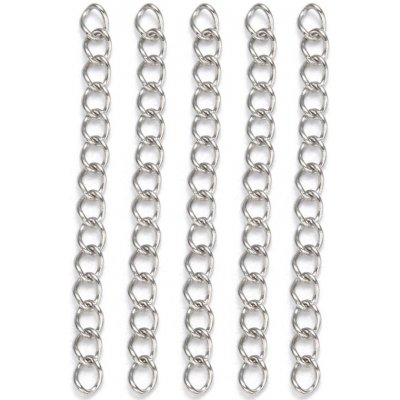 Prodlužovací řetízek z nerezové oceli - platinový - 4 cm x 3 mm - 1 ks – Hledejceny.cz