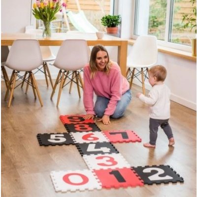 BabyOno Pěnové puzzle Pastelové Čísla 10 ks Black Red White