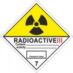 Radioaktivní látka v kusech kateg.III. č.7C (žlutý trojúhleník, černý tisk) | Samolepka, 10x10 cm – Hledejceny.cz