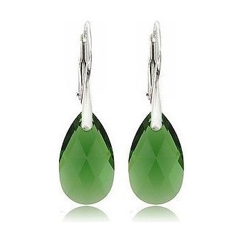 Swarovski Elements Pear krystal stříbrné visací zelené slzičky kapky 51056.3 Dark Moss Green zelená