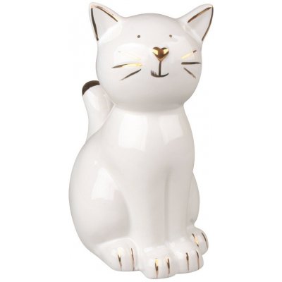 Anděl Přerov Kočka z porcelánu se zlatými detaily 8,5 x 16 cm – Hledejceny.cz