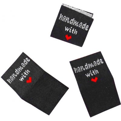 Pro Háčkování Látková cedulka Handmade černá se srdcem – Zboží Dáma