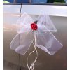 Svatební autodekorace Mašlička dekorační bílá s růžičkou - 2ks - bordo