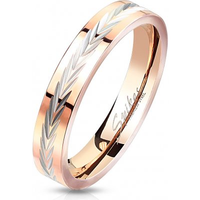 Šperky Eshop prsten z oceli s pásem stříbrné barvy zářezy ve tvaru písmene "V" E11.03 – Zboží Mobilmania