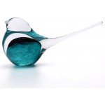Artcristal Bohemia Skleněný ptáček 02 Tyrkysová / Černá,, 15 cm | České hutní sklo – Hledejceny.cz