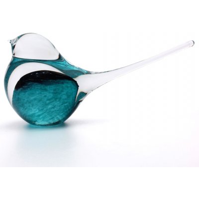 Artcristal Bohemia Skleněný ptáček 02 Tyrkysová / Černá,, 15 cm | České hutní sklo – Hledejceny.cz
